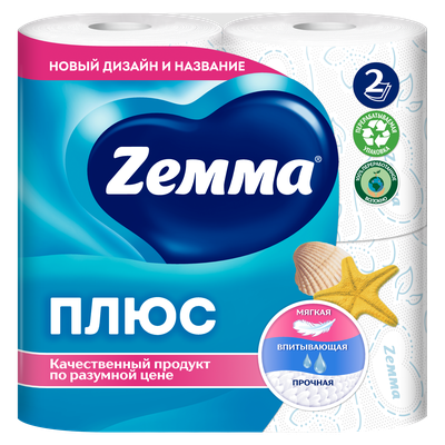Туалетная бумага ZEMMA Плюс 4шт 2сл Океан