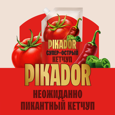 Томатный кетчуп PIKADOR супер-острый, 300 г, Россия