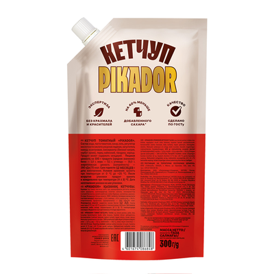 Томатный кетчуп PIKADOR Томатный Дой-пак, 300г, Россия