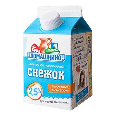 Снежок напиток кисломолочный йогуртный с сахаром «Село Домашкино» 2,5% пюр-пак 400 г