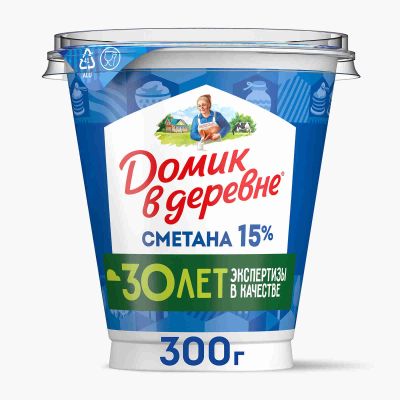 Сметана 15% Домик в Деревне, 300г