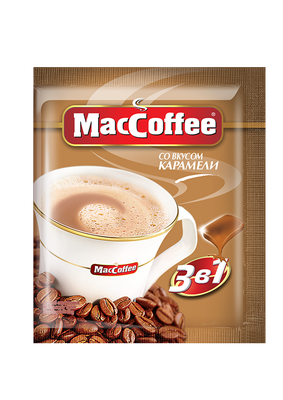 Коф.напиток MacCoffee 3 в 1 раствор, КАРАМЕЛь, м/у 18г*25шт*10