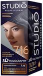 Крем-краска для волос STUDIO 3D Golografic 50/50/15 мл 7.16 Графитовый метеор