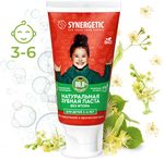Зубная паста SYNERGETIC 50г детская Клубничка и Банан, от 3 до 6 лет (красная)