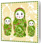 BGREEN 3сл 20шт 33*33см Салфетки бумажные Матрешки грин