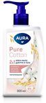 Мыло жидкое AURA Pure Cotton 300мл Крем-мыло 2в1 для рук и тела Хлопок и овсяное молочко флакон/дозатор КК/12