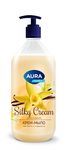 Мыло жидкое AURA Silky Cream 1000мл Крем-мыло Шелк и лотос флакон/дозатор КК/6