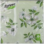 Салфетки бумажные BGREEN 3сл 20шт 33*33см Жасмин зелёный фон