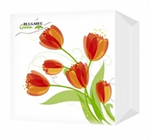 BGREEN 1сл 100шт 24*24см Салфетки бумажные Тюльпаны