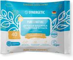Влажная туалетная бумага SYNERGETIC 40шт Детская Pure&Nature,пантенол и овсяное молочко