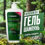 Гель для душа-шампунь SYNERGETIC 900мл 2в1 мужской Body Therapy