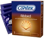 Презервативы Contex Ribbed 3шт/уп из натурального латекса текстурированные с ребристой структурой