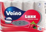Бумага туалетная VEIRO Luxx 12шт 3сл ароматизированная Малина Белая