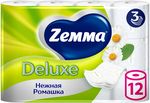Туалетная бумага ZEMMA Deluxe 12шт 3сл Нежная Ромашка