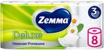 Туалетная бумага ZEMMA Deluxe 8шт 3сл Нежная Ромашка