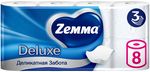 Туалетная бумага ZEMMA Deluxe 8шт 3сл Деликатная Забота