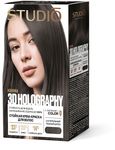Стойкая крем-краска для волос STUDIO 3D Профешнл HOLOGRAPHY 50/50/25/15мл 3.12 Пепельный темный шатен 2025