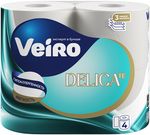 Бумага туалетная VEIRO 4шт 3сл DELICATE БЕЛЫЙ