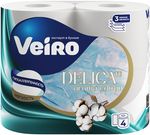 Бумага туалетная VEIRO 4шт 3сл ароматизированная DELICATE Cotton БЕЛЫЙ