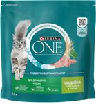 Сухой корм Purina One для домашних кошек индейка 1,5кг