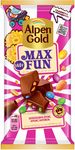 Шоколад молочный Alpen Gold Max Fun с арахисом, шоколадным драже и карамелью, 140гр