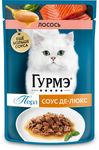 Влажный корм для кошек Гурмэ Перл Соус де-люкс с консервированным лососем 75г